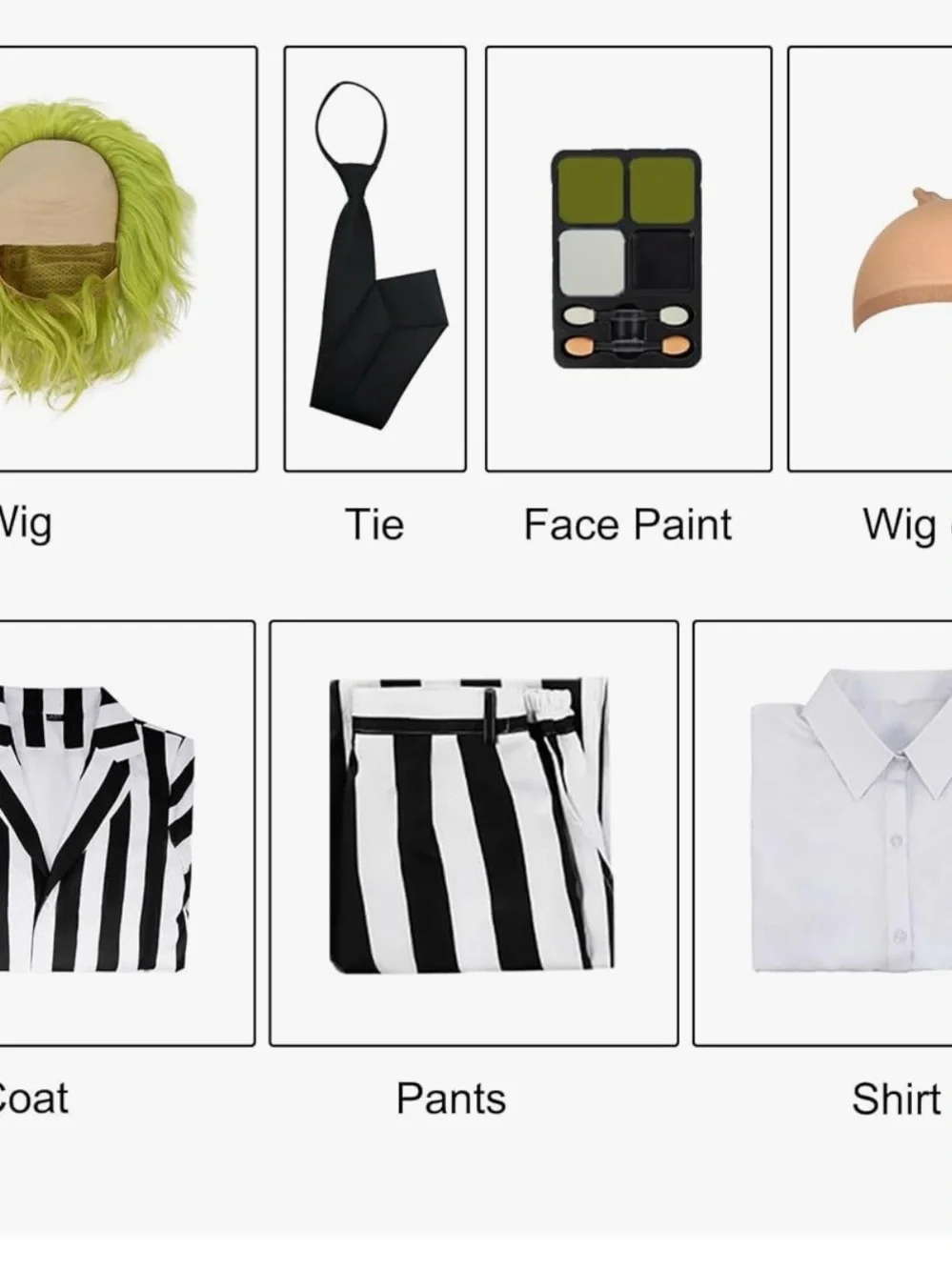 NEW. Halloween Costume. Beetlejuice-  Black and White Striped Suit-Men’s L NWT
